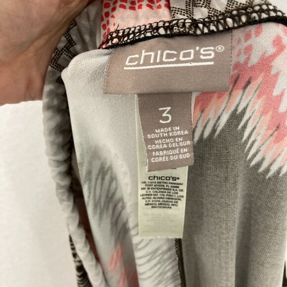 Chico's size XL/3 Brown Orange Boho Abstract Stretch Knit Wide Leg Pull-on Pants - Picture 2 of 8